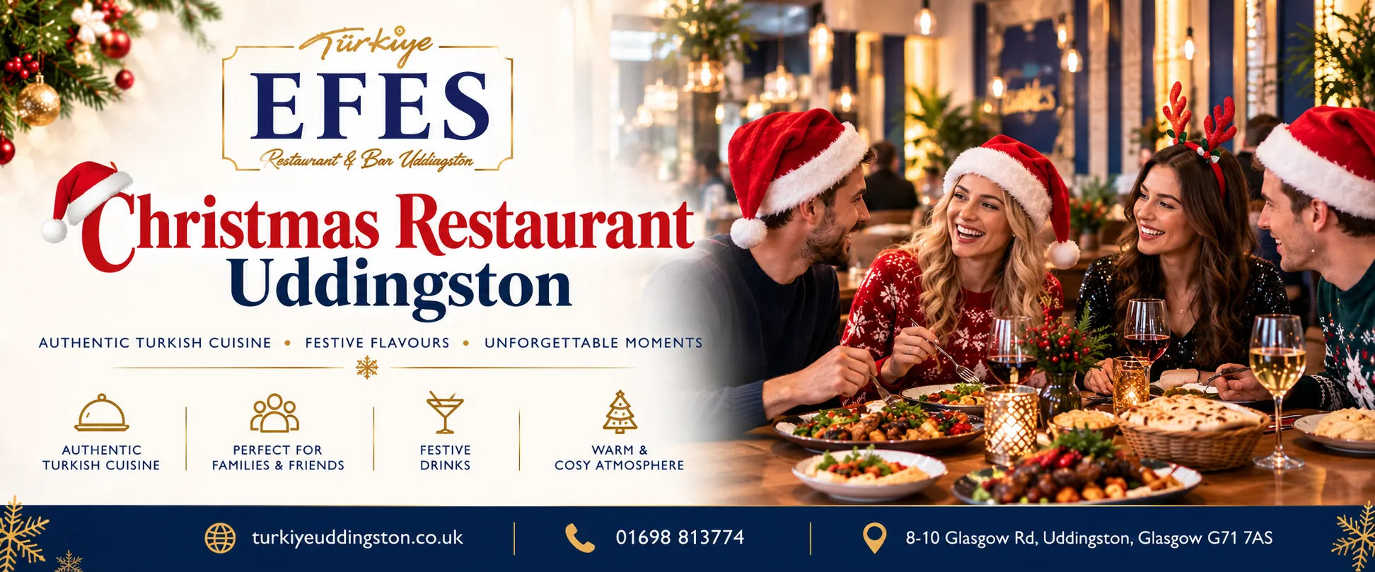 Christmas restaurant in Uddingston for authentic Turkish food and festive dining